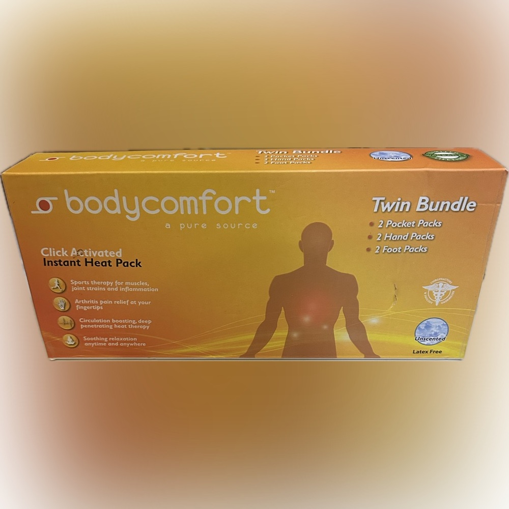 BODY COMFORT DEEP HEAT GEL PACKS 2 HAND 2 FOOT 1 POCKET INSTANT CLICK ACTIVATED